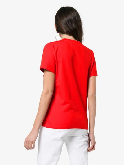 Shop Msgm Logo Print Cotton T In Red