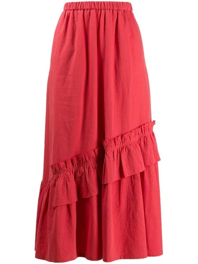 Shop Neul Ruffle Detail Skirt In Red
