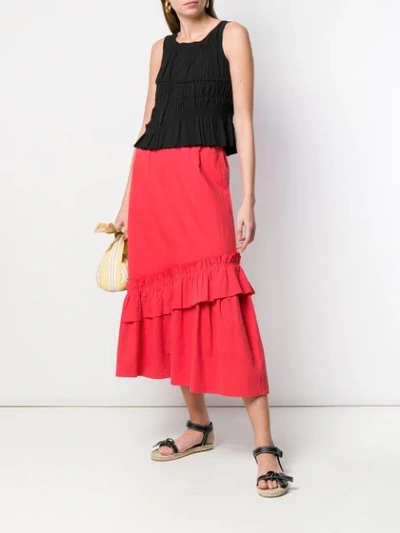 Shop Neul Ruffle Detail Skirt In Red