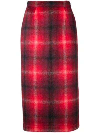 Shop N°21 Checked Pencil Skirt In Red