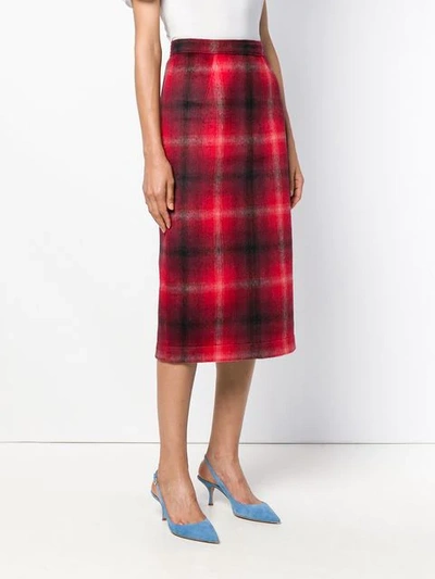 Shop N°21 Checked Pencil Skirt In Red