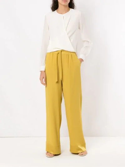 Shop Egrey Drawstring Palazzo Pants - Yellow