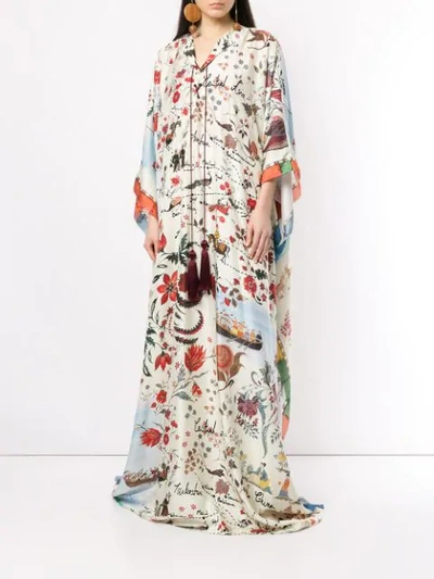 Shop Oscar De La Renta 'road King' Kaftan Aus Seide In Multicolour