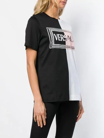 Shop Versace Two Tone Logo T In Black