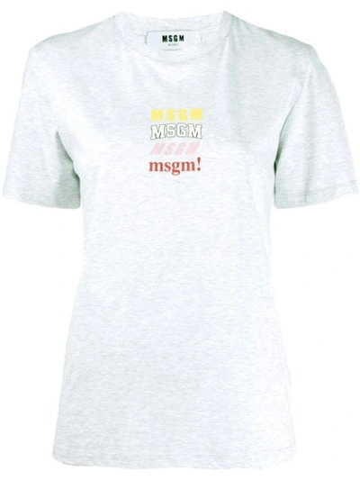 Shop Msgm Logo Printed T-shirt In Grey