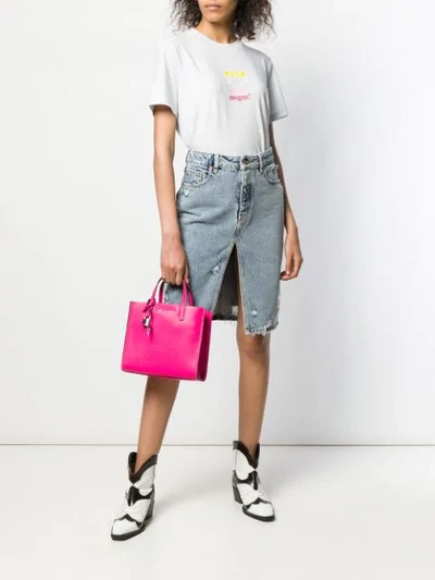 Shop Msgm Logo Printed T-shirt In Grey