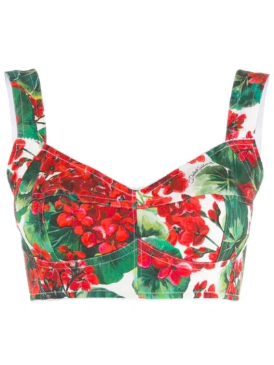 Shop Dolce & Gabbana Floral Bustier Top In Red