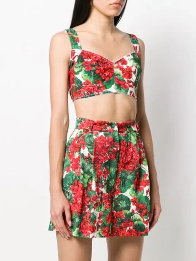 Shop Dolce & Gabbana Floral Bustier Top In Red