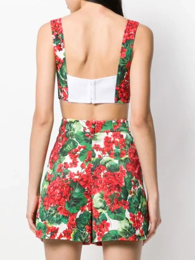 Shop Dolce & Gabbana Floral Bustier Top In Red