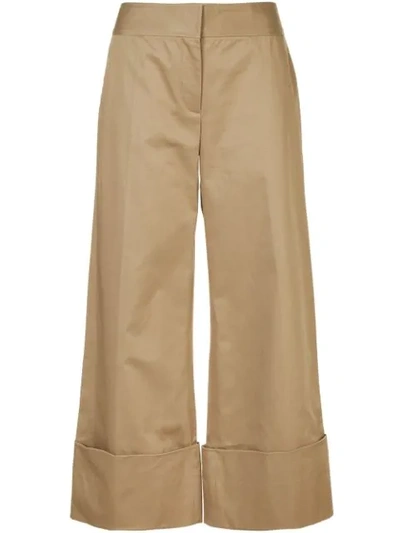 Shop Monse Cotton Gabardine Wide-leg Trousers In Brown