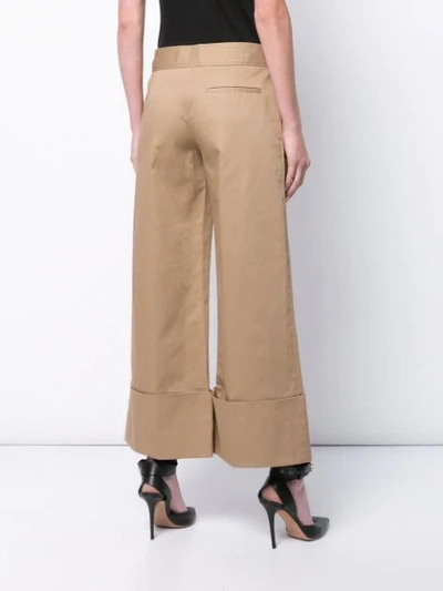 Shop Monse Cotton Gabardine Wide-leg Trousers In Brown