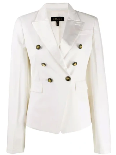Shop Escada Double-breasted Tailored Blazer In White