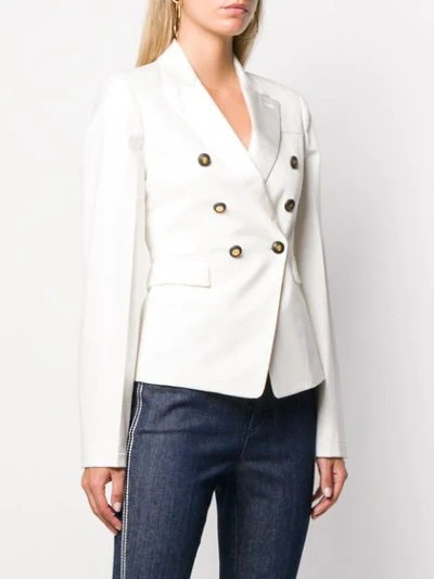 Shop Escada Double-breasted Tailored Blazer In White