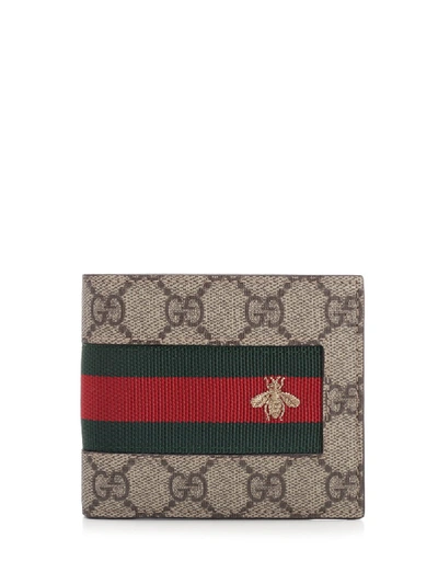 Shop Gucci Gg Supreme Bee Embroidered Bifold Wallet In Multi