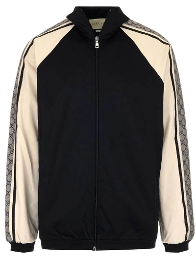 Shop Gucci Logo Tape Oversized Jacket In Black