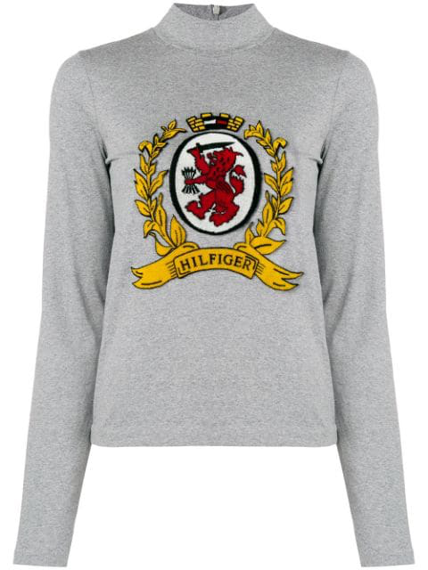 Tommy Hilfiger Hilfiger Collection Logo Crest Patch Sweater - Grey |  ModeSens
