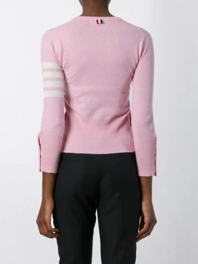 Shop Thom Browne Striped Sleeve Sweater  In 651 Pink