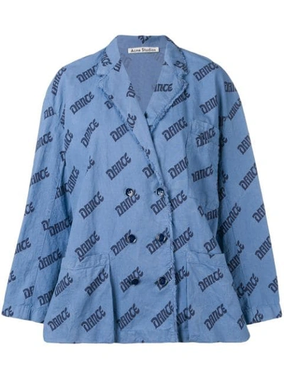 Shop Acne Studios Double Breasted Blouse Jacket In Blue
