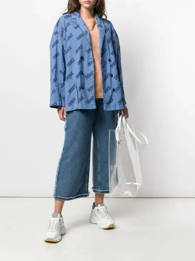 Shop Acne Studios Double Breasted Blouse Jacket In Blue