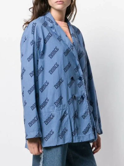 Shop Acne Studios Double Breasted Blouse Jacket In Blue