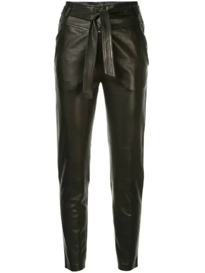 Shop Veronica Beard Faxon Leather Trousers - Black