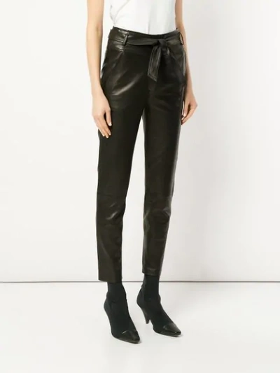 Shop Veronica Beard Faxon Leather Trousers - Black