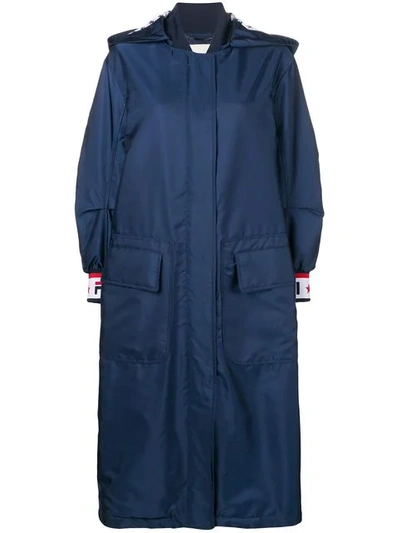 Shop Fendi Oversized Parka Coat In Blue