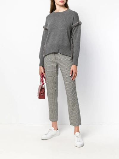 Shop Agnona Trimmed Sleeve Sweater - Grey