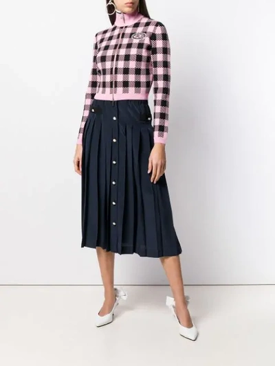 Shop Miu Miu Pleated Midi Skirt In Blue