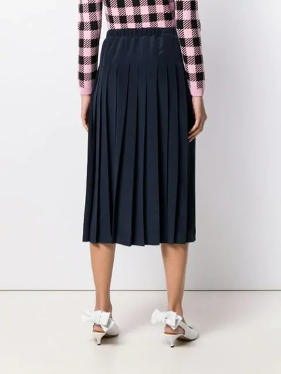 Shop Miu Miu Pleated Midi Skirt In Blue
