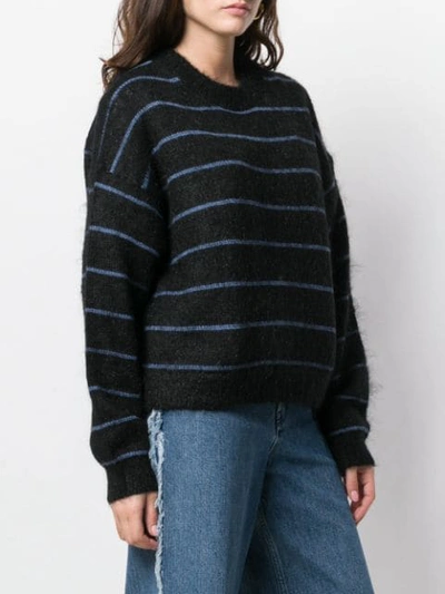 Shop Acne Studios Fuzzy Striped Sweater In Blue