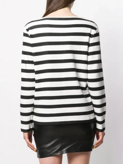 Shop Saint Laurent Striped Fine Knit Jumper In Black
