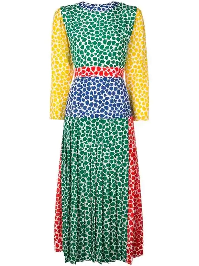 Shop Rixo London Patterned Pleat Dress In Multicolour