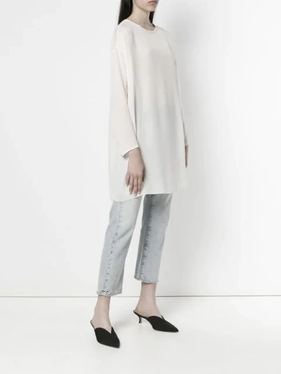 Shop Forte Forte Sheer Round Neck Blouse In Neutrals