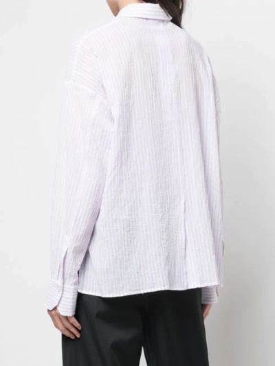 Shop Vince Striped Relaxed Shirt In Orchid Musk