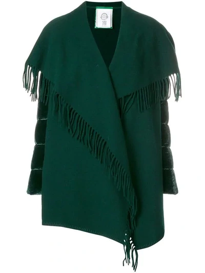Shop Moncler Draped Shawl Cardi-coat In Green