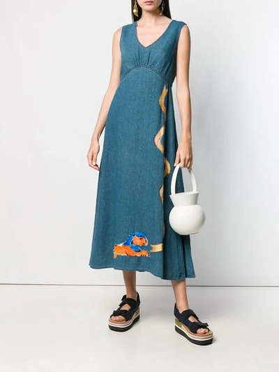 Shop Tsumori Chisato Flared Denim Dress In Blue
