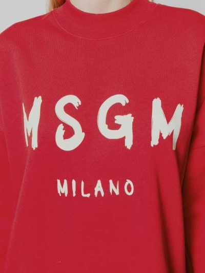 Shop Msgm Logo Jumper Dress In Red