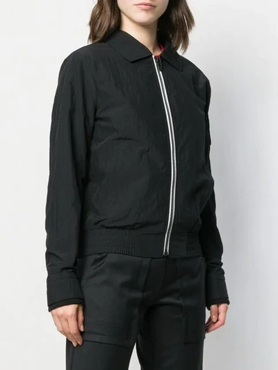 MOOSE KNUCKLES CONTRASTING ZIP BOMBER JACKET - 黑色