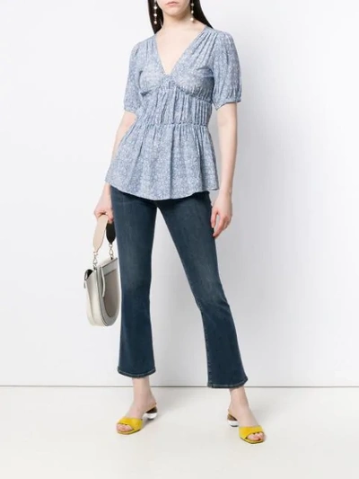 Michael Kors Floral Print Blouse In Blue