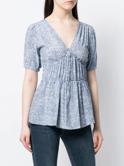 Michael Kors Floral Print Blouse In Blue