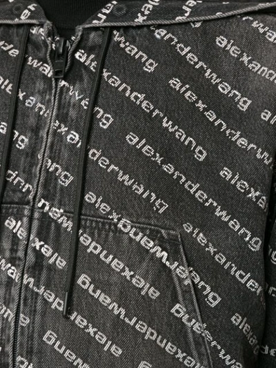 Shop Alexander Wang T Logo Print Denim Jacket In Grey