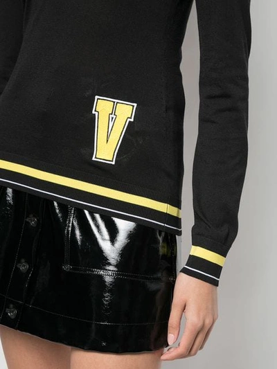Shop Versace Letter Patch Sweater In Black