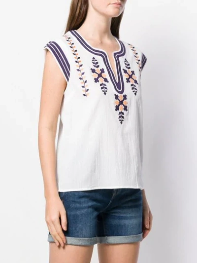 Shop Antik Batik Top Mit Boho-stickerei - Weiss In White