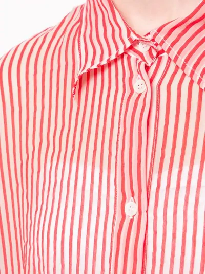 Ben Taverniti Unravel Project Stripe Drawstring Over Shirt In Pink