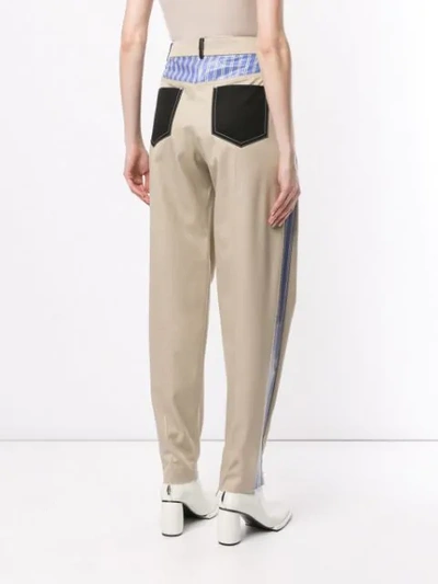 Shop Irene Vinyl Stripe Chino Pants In Brown