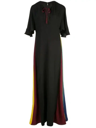 Shop Staud Stripe Detail Maxi Dress In Black
