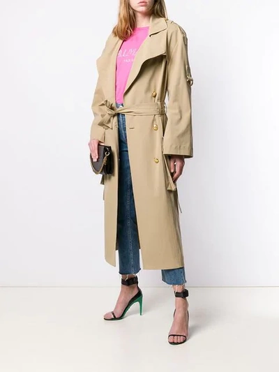 BALMAIN DOUBLE BREASTED TRENCH COAT - 棕色