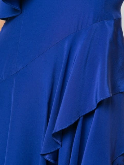 Shop Haney Asymmetric Ruffle Dress In Blue