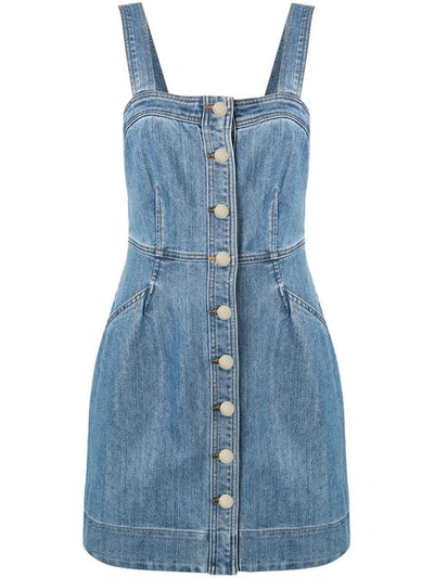 Shop Michael Michael Kors Denim Pinafore Dress In Blue